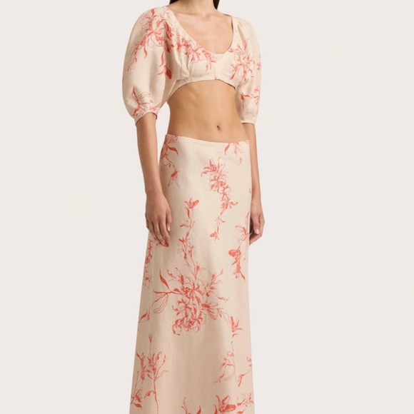 Faithfull the Brand Floral Red and Cream Blouse - Picture 1 of 9